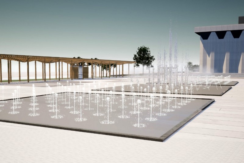 Реконструкция и новый фонтан на площади у Дворца металлургов в Череповце